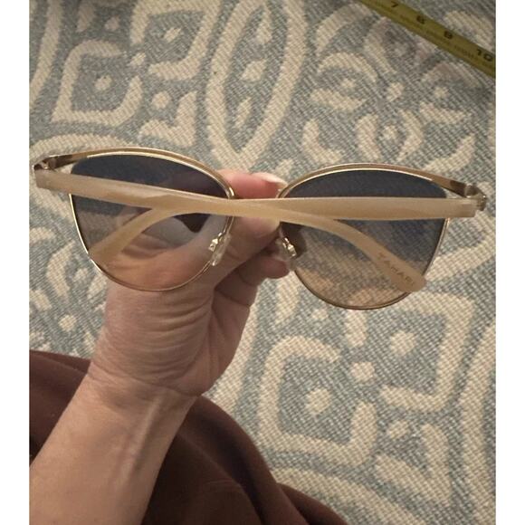 TAHARI Women’s Nude Enamel Gold Accent Cat Eye-rimmed Sunglasses TH895-GLDND - Picture 7 of 16